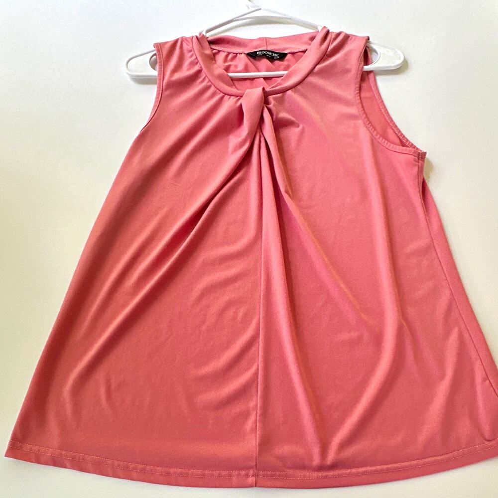 BLOOMCHIC Womens Sleeveless Pink Tie Neck Stretch Jersey Blouse Top Size 12